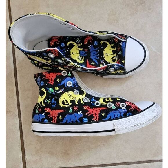 vans junior colorful dinosaur sneaker size 2 high top - Picture 2 of 6